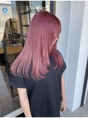 10代20代チェリーピンクカラーレイヤーカット