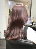 ピンクショコラベージュカラー☆くびれヘアカールベビーバング