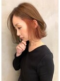 【ROSE】インナーカラー_ピンクベージュ_ボブ