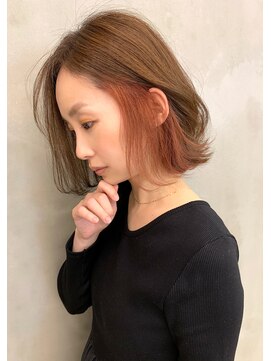 ロゼ 鳳(ROSE) 【ROSE】インナーカラー_ピンクベージュ_ボブ