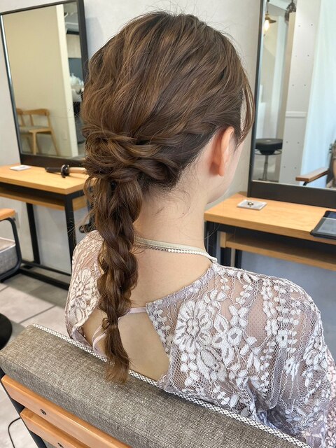 結婚式お呼ばれパーティーヘアセット＊編みおろしアレンジ