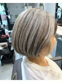白髪を活かす地毛にハイライト/福岡地毛にハイライト/白髪ぼかし
