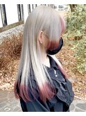 シルバー#レッド#裾カラー#ブリーチ#ロング#豊橋#豊川#田原