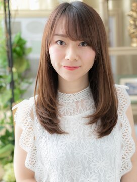 カバーヘアアンドスパ ブリス 浦和(COVER HAIR&SPA bliss) ★斜めバングミルクティーベージュレイヤーロング30代40代★10