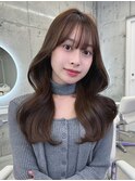 韓国くびれヘア/顔まわりカット/チョコレートブラウン　上野