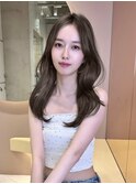 レイヤーカット顔まわり前髪矯正オリーブベージュharuhi
