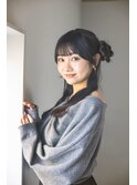 お団子サイドハーフアップ