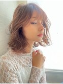 チェリーブラウン柔らかニュアンスミディ