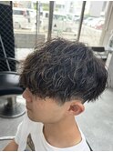 メンズショートマッシュ×スペインカール風パーマ