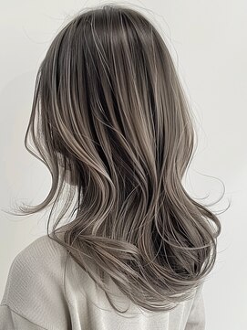 ネックス 表参道本店(nex) デザインカラーレイヤーカットウェットヘアオリーブベージュ白髪