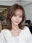 レイヤーカット 顔まわり 韓国風