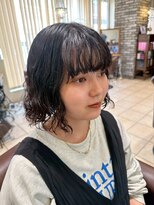 エール 生駒(aile Total Beauty Salon)&nbsp;黒髪ボブ×ゆるふわパーマ小顔