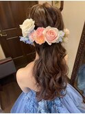 花嫁 カジュアル ハーフアップ ヘアスタイル