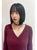 韓国切りっぱなしボブカットタンバルモリブルーブラックmomoヘア
