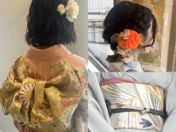 バロン ビューティー バイ フー 自由が丘(BARON Beauty by 風)の写真/特別な日を一層引き立てる。プロの着付けで着崩れなく丁寧＆和服にあうヘアメイク。ご予約はお早めに♪
