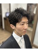 メンズパーマ×メンズカット<理容室>フェザーパーマ