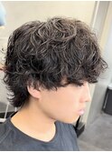 渋谷シャドウパーマメンズマッシュウルフカットルーズパーマ