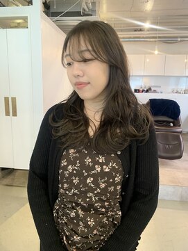 ブリーチなしダブルカラー/オリーブベージュ/レイヤーカット