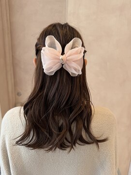 【中里恵梨】ヘアセット/ゆるハーフアップ/顔周り/結婚式ヘア