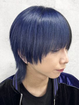 Voyage Nike 池袋【ケアブリーチ/ダブルカラー/インナーカラー/髪質改善】 メンズウルフ/ウルフカット/ツートン/ネイビーブルー