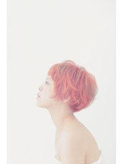 【REJOICE hair】レッドオレンジのショートボブ