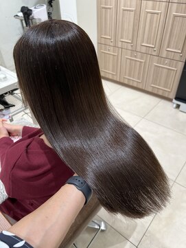 フォルテ 横浜店(FORTE) ロングヘア、グレージュカラー、ココアベージュ、黒髪縮毛