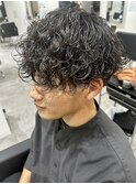 メンズマッシュパーマ波巻スパイラルパーマニュアンスパーマ眉毛