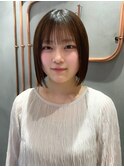 【澤口】丸型切りっぱなしボブ美髪ピンクブラウンエアリー