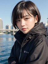 ブロッサム 東中野店&nbsp;くびレイヤーエモージュ斜めバング小顔似合わせカットボブ