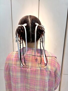 スタイル 横浜(STYLE) 結婚式お呼ばれツインお団子／ヘアセット/リボン/アレンジ