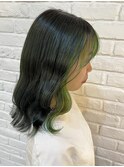 オリーブグリーン×インナーバングカラー　【モリオカ】