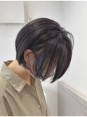 白髪ぼかしハイライトショートボブ前髪長め【suiw】昭和町