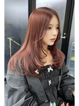 ランズ(LANDS) ピンクベージュ　レイヤーカット 【韓国ヘア 大阪 梅田】