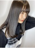 小顔グレーベージュアッシュブラックワンカールダークトーン