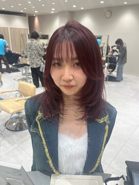 アッドバイケンジ(Add.. by KENJE) セットも簡単♪顔周りレイヤー×ボルドーカラー　【戸塚】