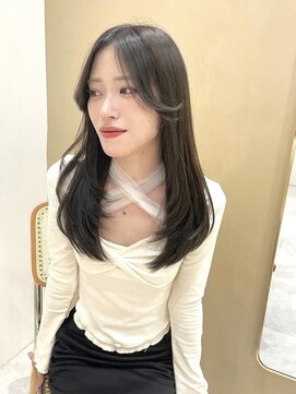 ミシェリー 新宿店(misherry) ★韓国風顔周りレイヤーカット小顔ワンレン前髪オリーブカラー