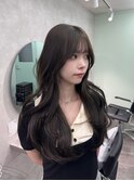 韓国ヘア/ミディアムヘア/暗めカラー/グランマッシュ