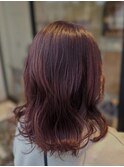 推し色レッドカラー、ピンクレッドカラー、推し活、ブリーチなし