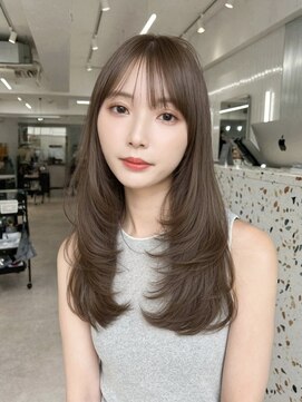 a17レイヤーカットブリーチなしカラーグレージュダブルカラー