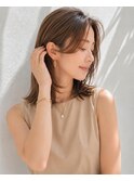 ミディアムレイヤー/大人女性/アッシュベージュ/脱白髪染め