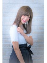 ヘアーアートシフォン 池袋西口店(Hair art chiffon)&nbsp;厚めバングクラシカルワンレンナチュラルロングセンターパート