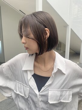 ムク 新宿(muc) 赤み消しオリーブベージュ×顔まわりlayerbob 新宿