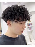 波巻きパーマメンズツイストスパイラルパーマツーブロック