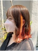 【SENA】インナーカラーオレンジ レッド イエロー 暖色