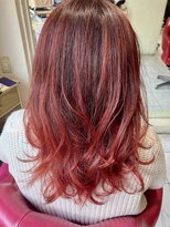 ヘアサロン ビビット 久宝寺店(VIVIT) 白髪ぼかしハイライト+グラデーションカラー　オレンジレッド