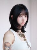 ウルフレイヤーミディアム美髪韓国ヘア_ba535802