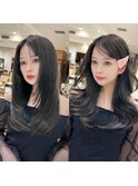 韓国ヘア　2wayバング  レイヤーカット くびれヘア  顔周り