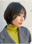 黒髪ショートボブ/簡単スタイリング/レイヤーボブ/大人可愛い
