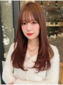 セミロング30代40代ストレートレイヤー前髪なし前髪あり表参道