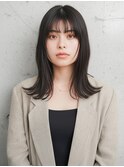 外ハネセミロング×ダークアッシュカラー